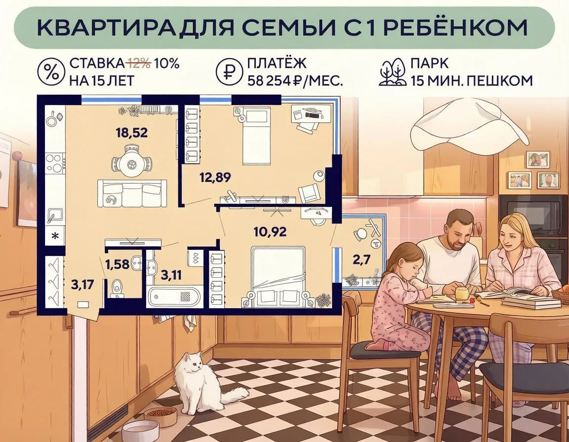 Двушка для семьи с ребёнком: как сохранить комфорт при новых правилах ипотеки