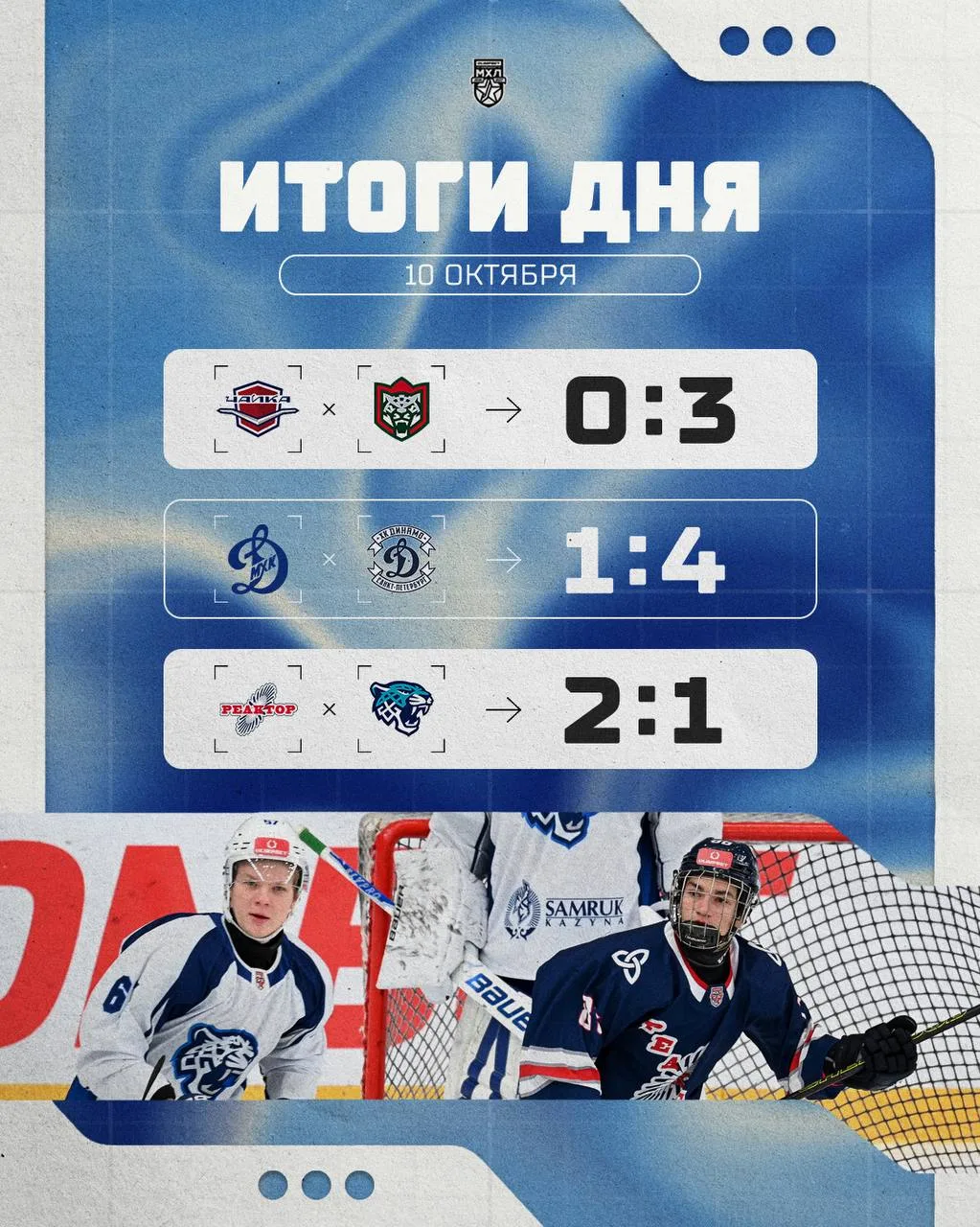 Результаты прошедшего игрового дня в МХЛ