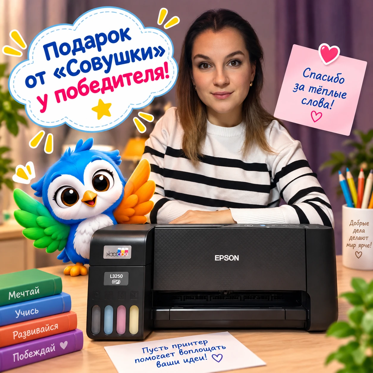 🎉 Главный приз от «Совушки» — МФУ — уже у победителя! 🦉
