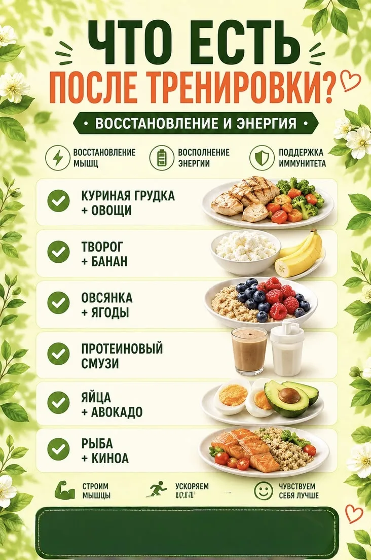 Тренировка окончена: что положить в тарелку, чтобы увидеть результат? 🥗💪