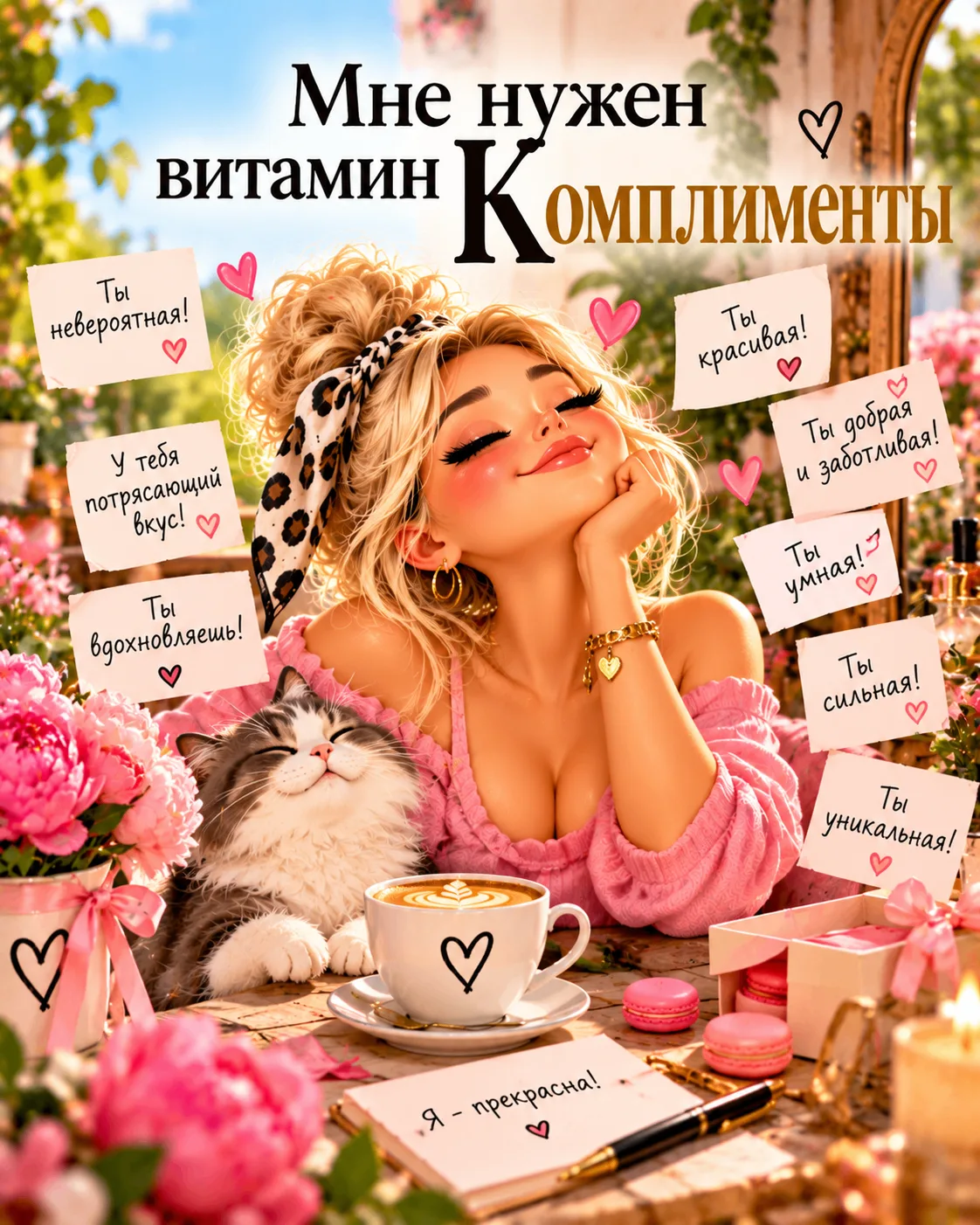 💐 Хорошее слово женщине нужно каждый день! А если к нему прилагаются цветы, тортик и н...