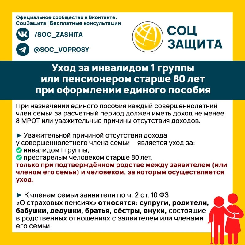 ❓ Ухаживаете за инвалидом 1 группы или пенсионером старше 80 лет? Разбираемся, как это ...