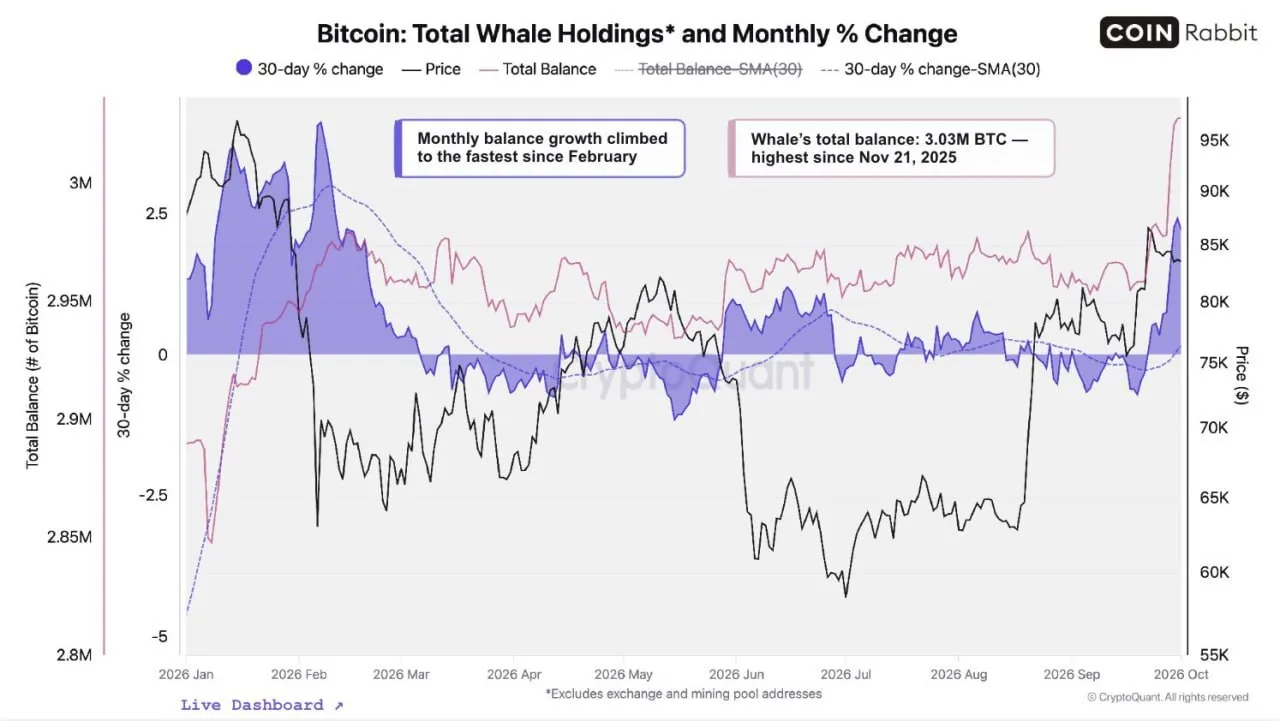 🐳 Балансы китов достигли (https://x.com/cryptoquant_com/status/2110032966714015811) 3,...