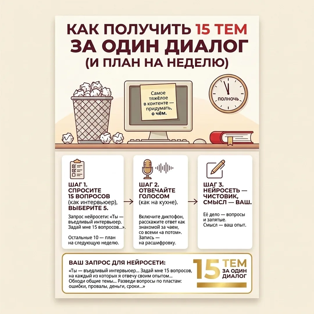 15 тем для контента — за один диалог.