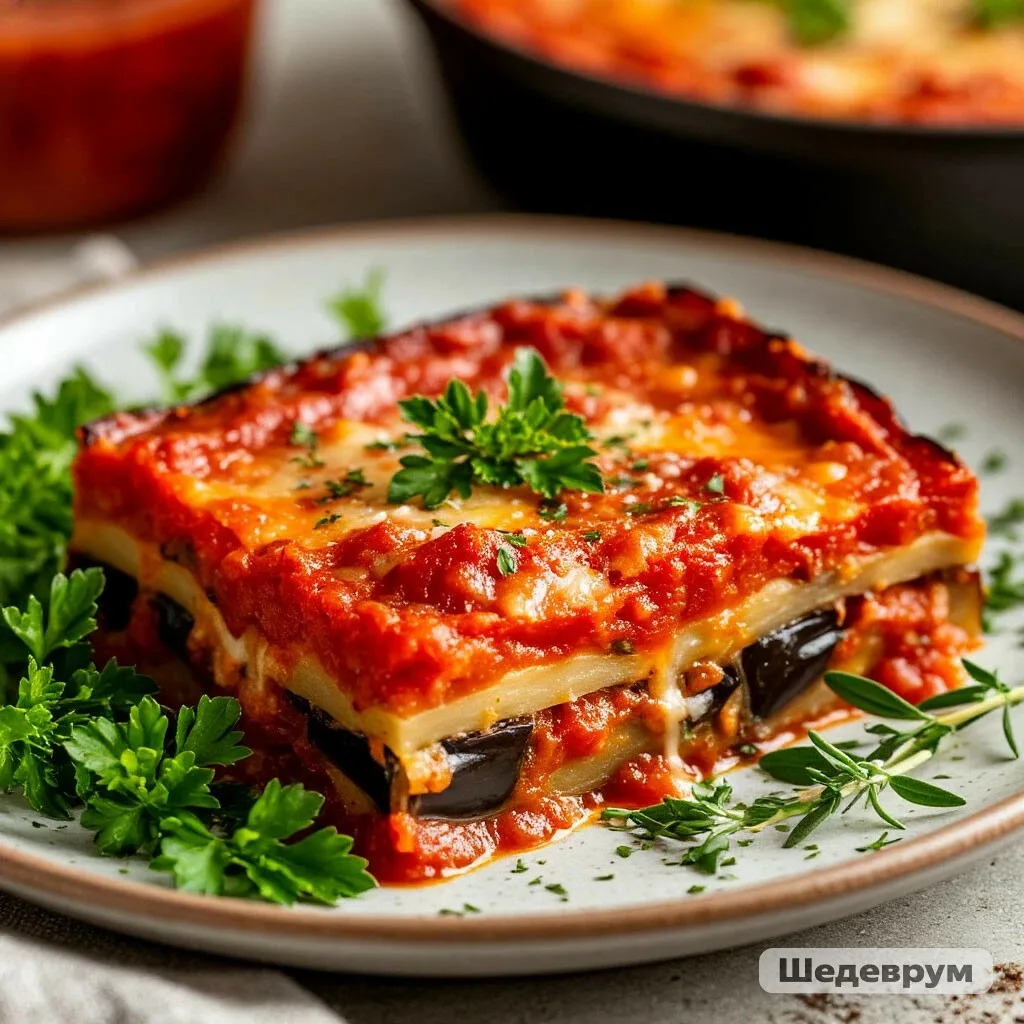 ЗАПЕКАНКА ИЗ БАКЛАЖАНОВ С ТОМАТНЫМ СОУСОМ И СЫРОМ 🍆🍅🧀