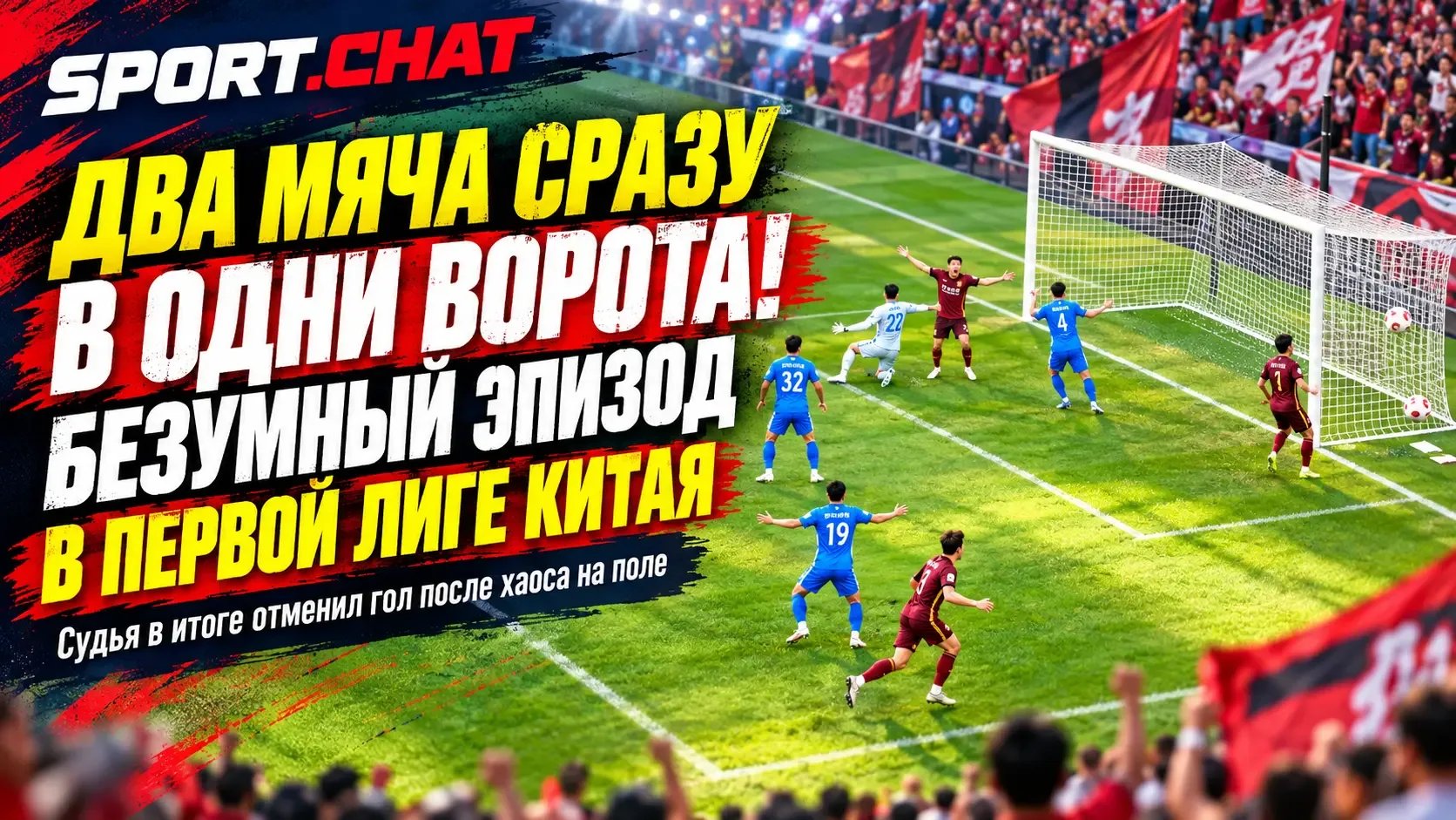 Два мяча одновременно залетели в одни ворота! Безумный эпизод в Первой лиге Китая