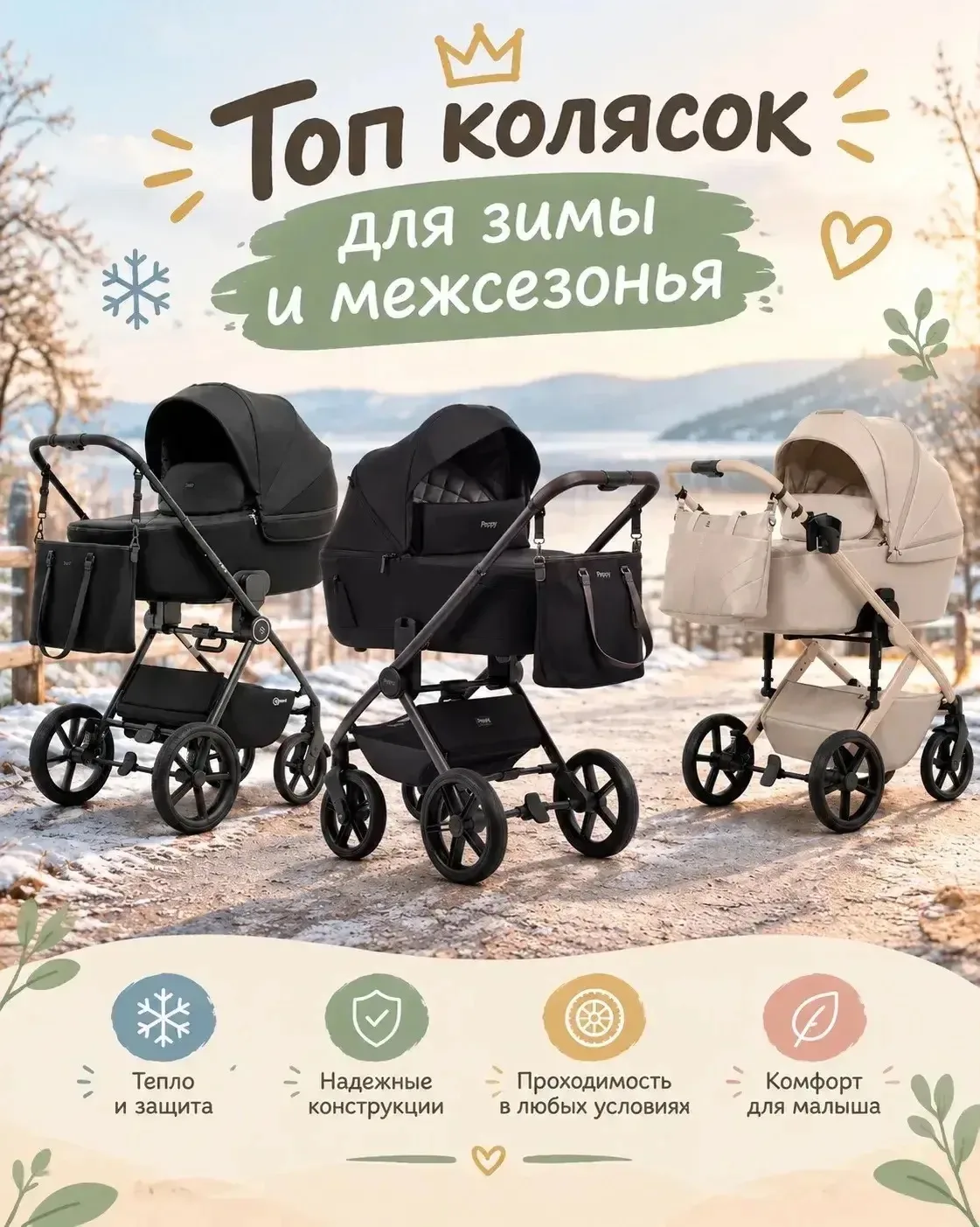 ❄️ Топ колясок для зимы и межсезонья