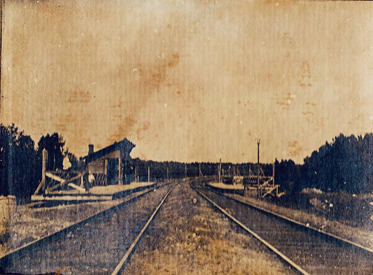 Вид на платформу Никольское со стороны Москвы, 1912 год. Это самый ранний снимок станци...