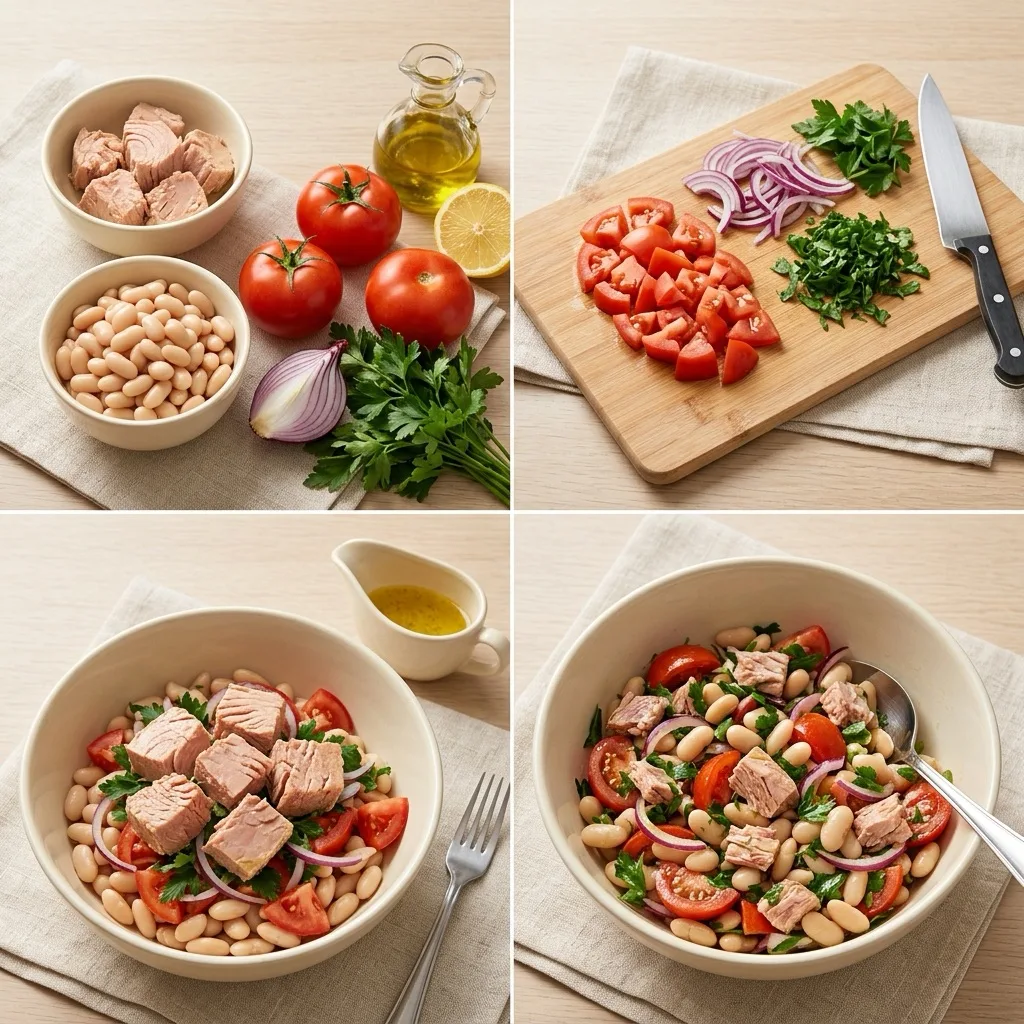 🥗 Салат с тунцом и белой фасолью — без майонеза