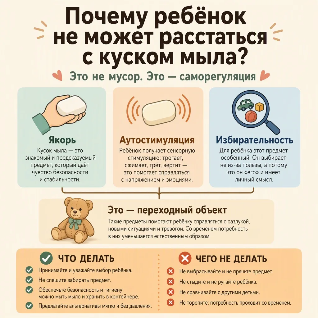 ПОЧЕМУ РЕБЕНОК НЕ МОЖЕТ РАССТАТЬСЯ С КУСКОМ МЫЛА?
