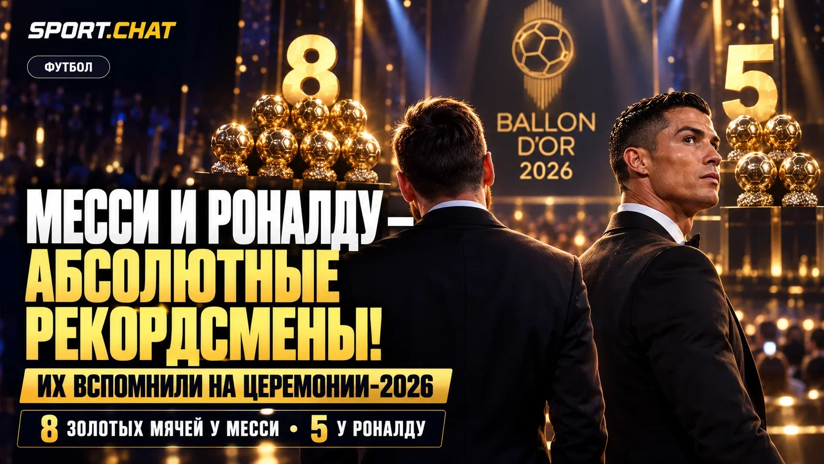 Месси и Роналду — абсолютные рекордсмены «Золотого мяча»: легенд вспомнили на церемонии...