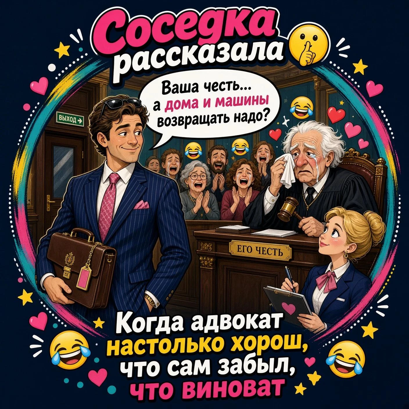 Идёт судебное заседание. Судят крупного и очень успешного адвоката.