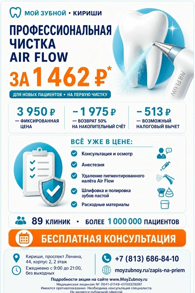 ПРОФЕССИОНАЛЬНАЯ ЧИСТКА AIR FLOW за 1 462 ₽*