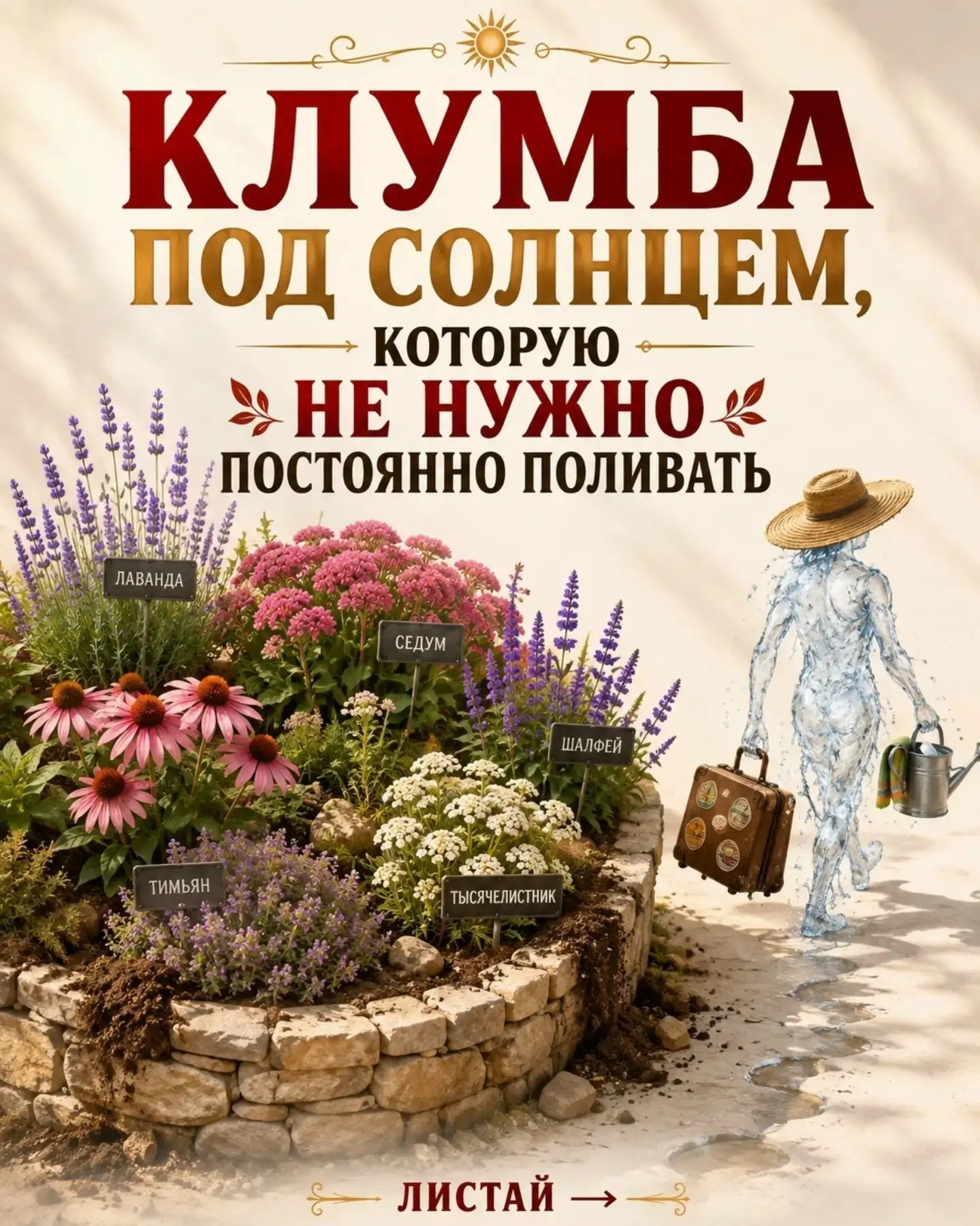 Клумба на полном солнце не обязательно должна превращаться в ежедневную обязанность с л...
