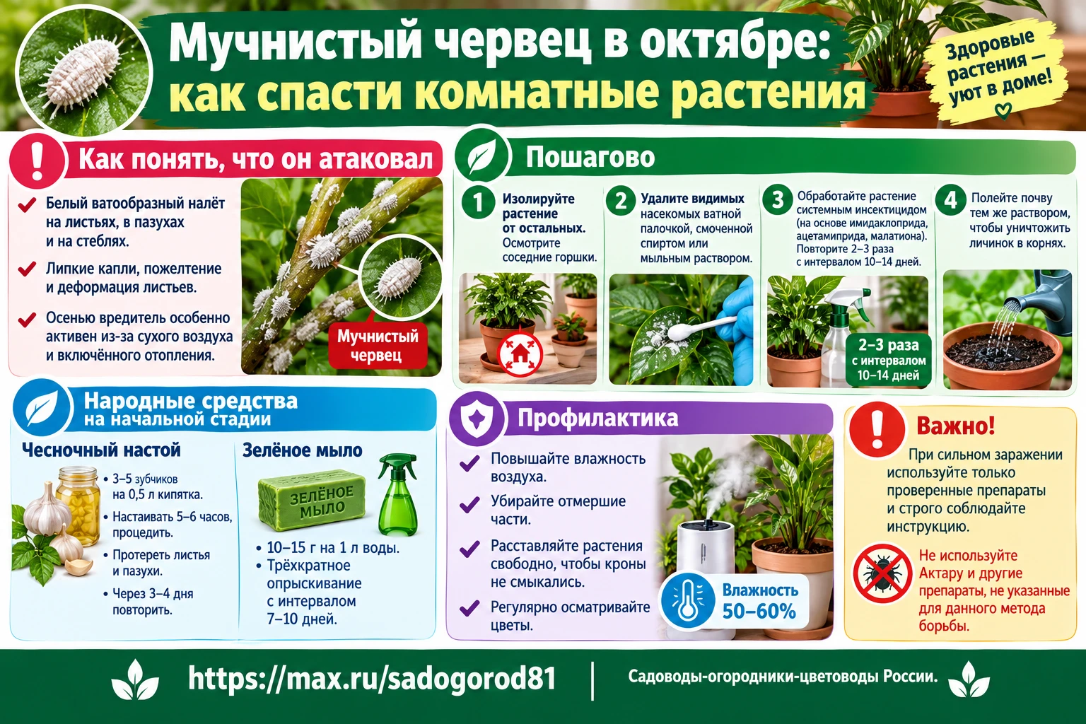 🍂 Мучнистый червец в октябре: как спасти комнатные растения 🪴