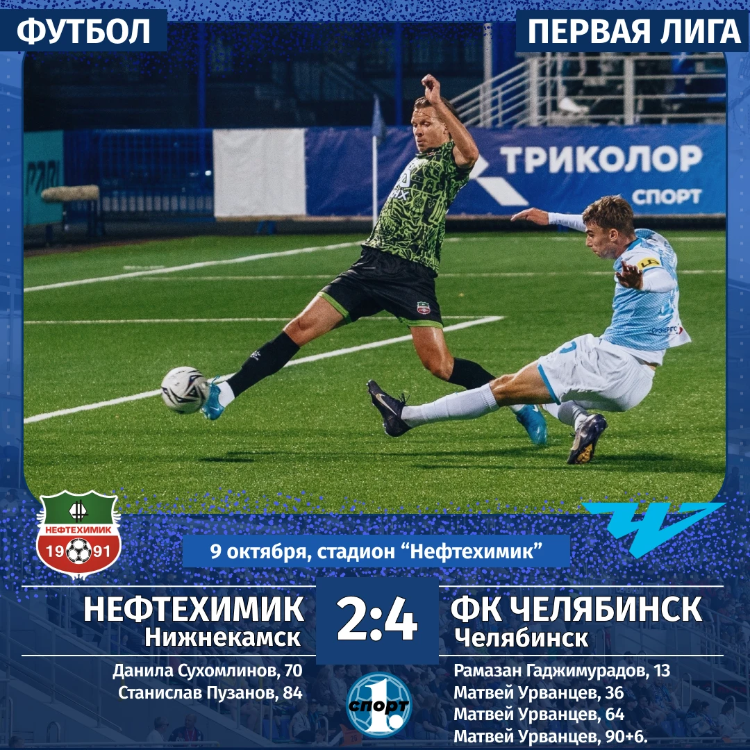 ⚽️ Яркую и результативную победу одержали футболисты «Челябинска» в 13-м туре Первой ли...