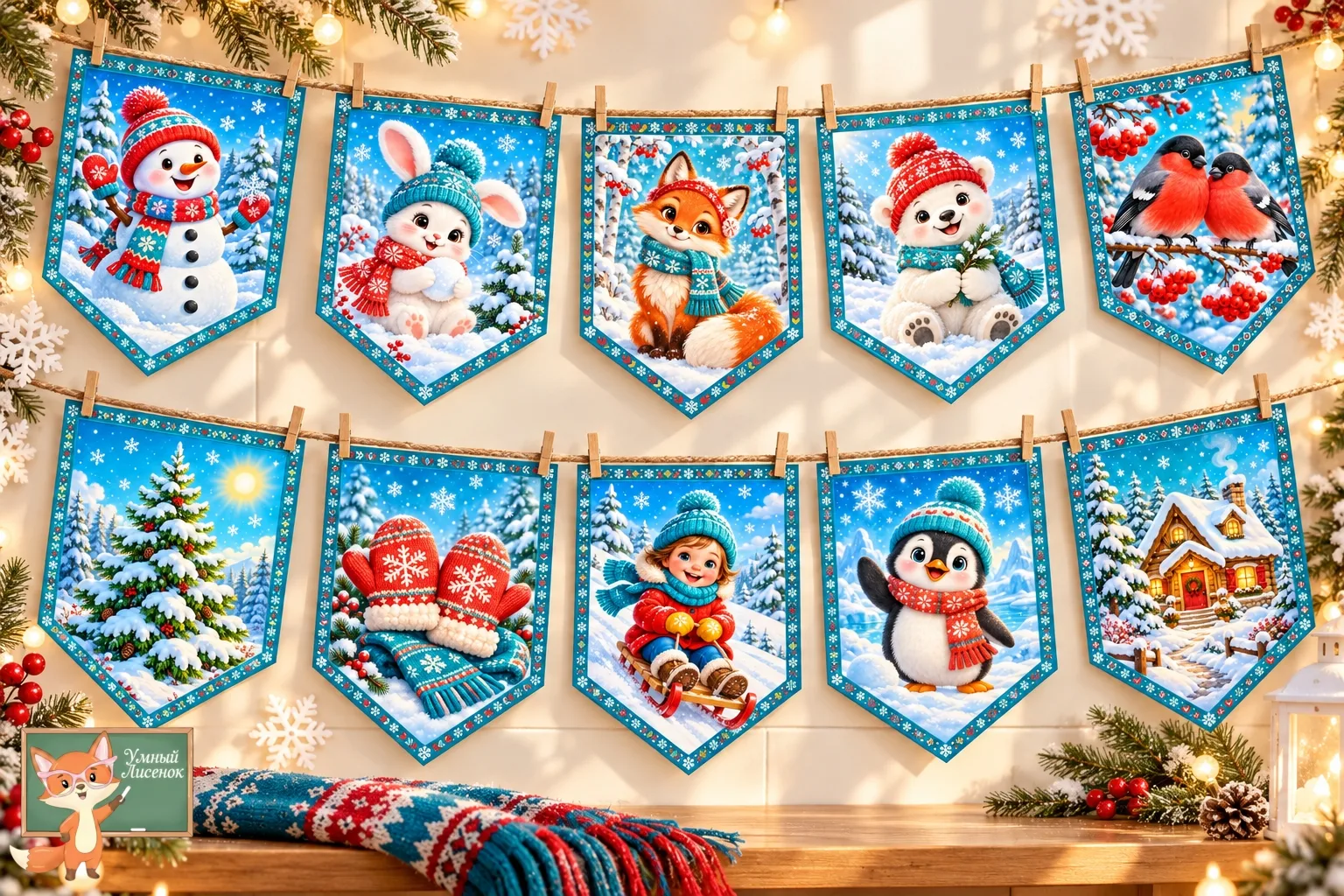 Зимние флажки от  https://max.ru/lisenok_umka