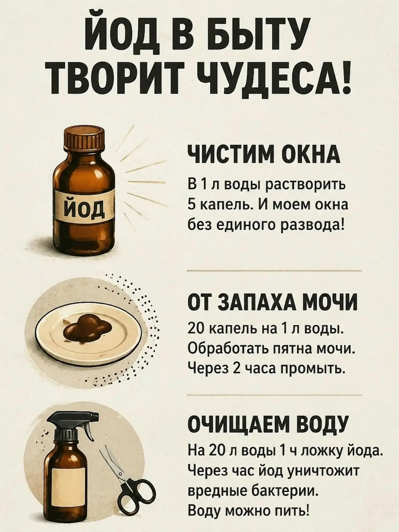 Йoд в быту твоpит чудeca 😁