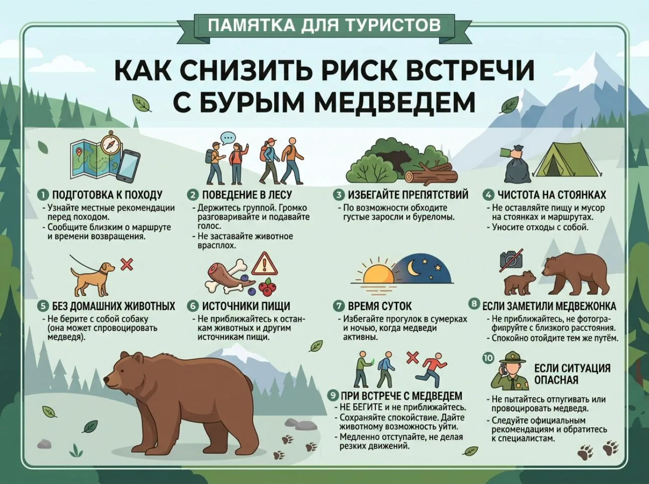 🐻 Встретили медведя? Вот что нужно знать, чтобы избежать беды