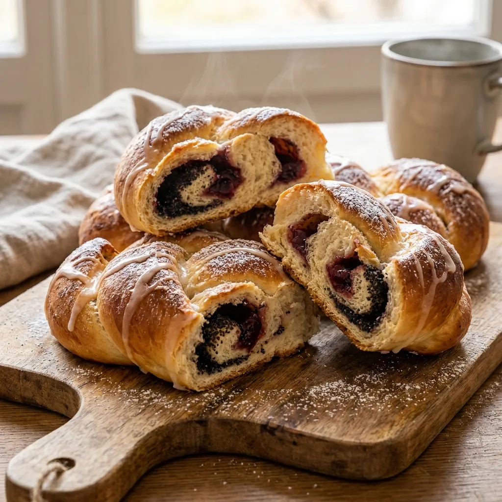 Булочки с вишней и маком