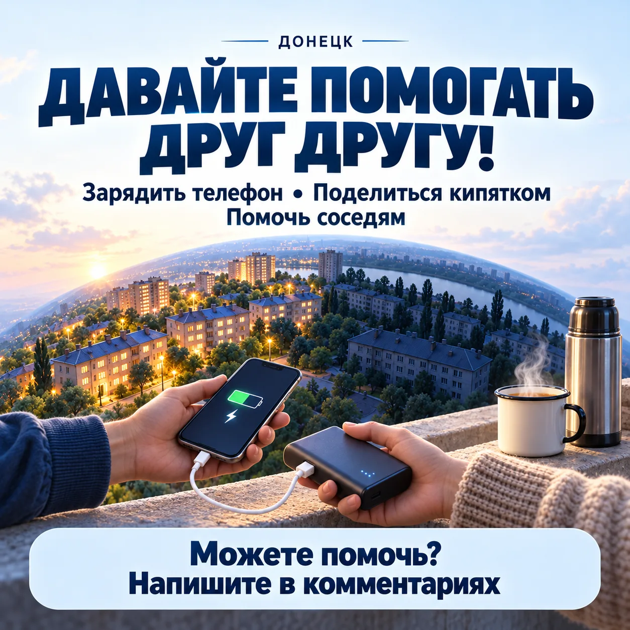 У кого есть возможность зарядить гаджеты или еще чем-то помочь соседям , пишите, не сте...
