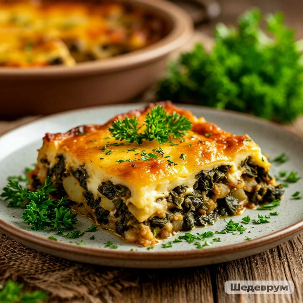 БОЛГАРСКАЯ МУСАКА ИЗ КАРТОФЕЛЯ, ШПИНАТА И БРЫНЗЫ — СЫТНО ПО-ДОМАШНЕМУ! 🥔🥬🧀
