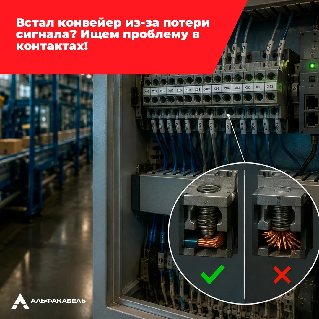 ⚙️ Встал конвейер из-за потери сигнала? Ищем проблему в контактах!