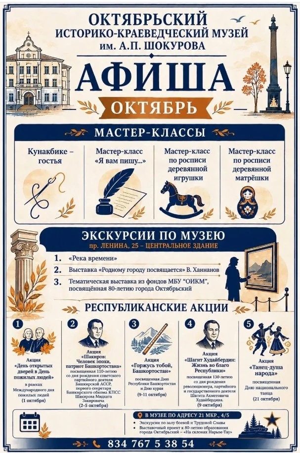 Афиша мероприятий историко-краеведческого музея им. А.П. Шокурова на октябрь 🏛️🍂