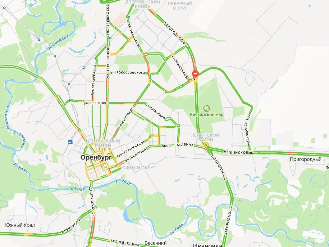 Утренние пробки в Оренбурге. Где сегодня затруднено движение 👇🏻