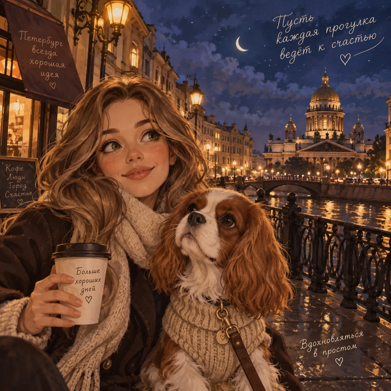 Решила освоить ИИ. Попросила создать нас с Беллой! Вот что вышло. Милота? ☺️