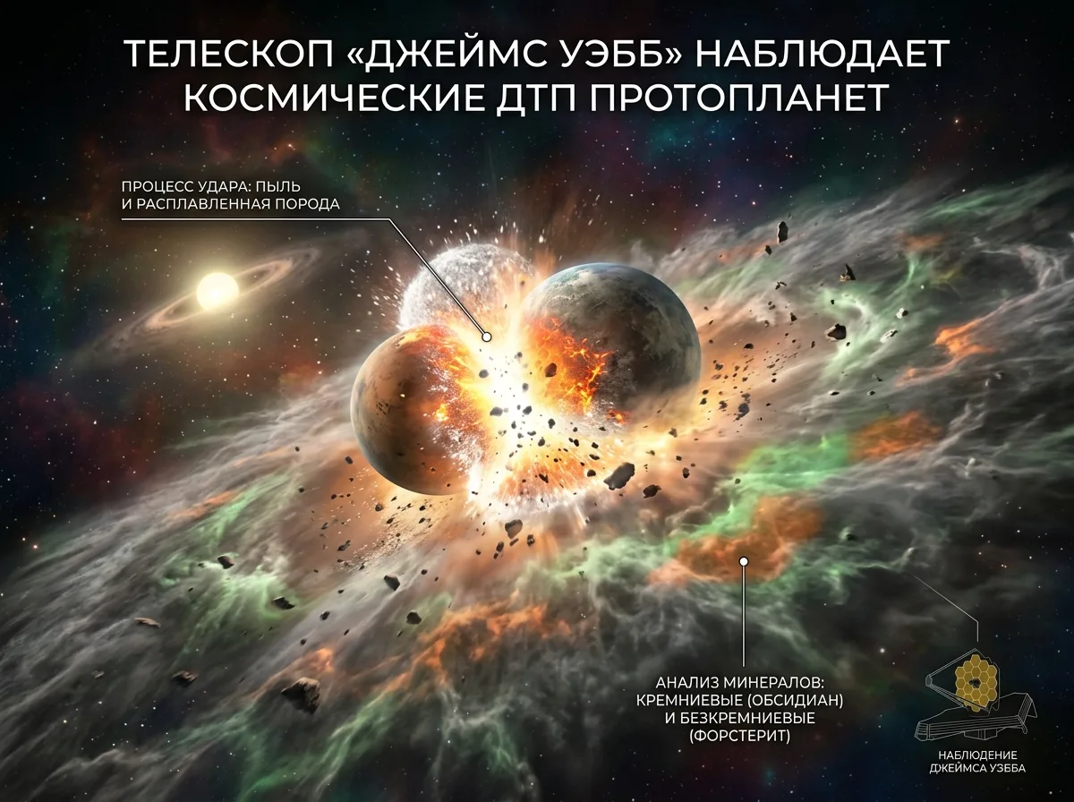 Космические ДТП: Телескоп «Джеймс Уэбб» заметил столкновения гигантских протопланет 🪐💥⚡️