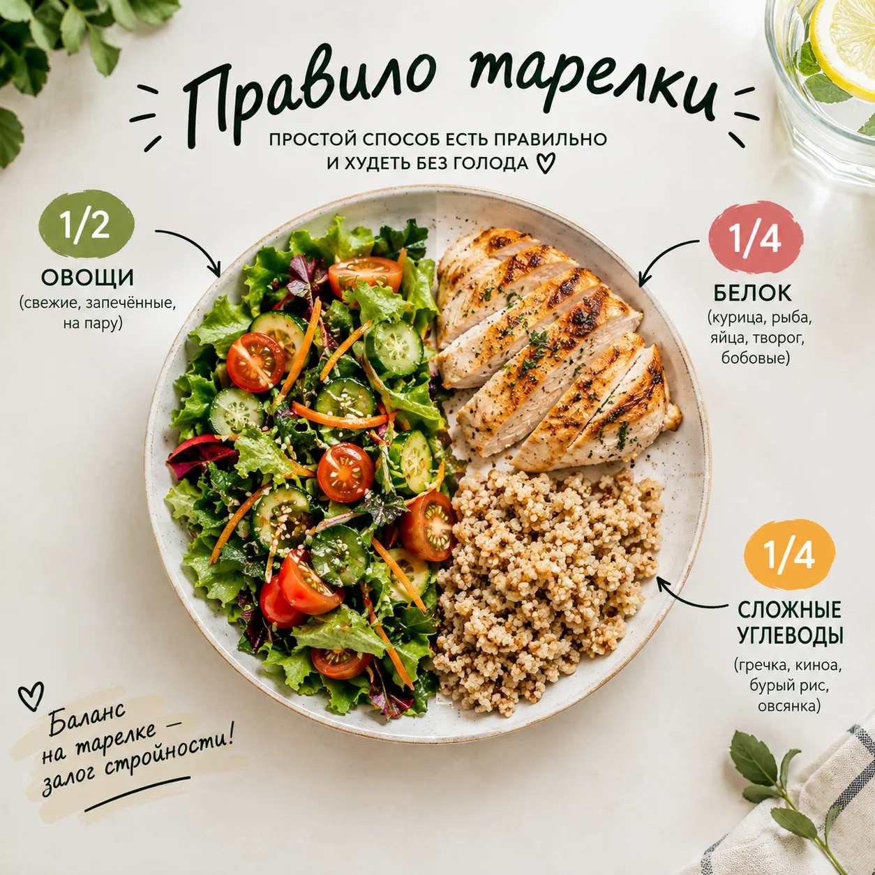 ПРАВИЛО ТАРЕЛКИ ДЛЯ ПОХУДЕНИЯ — ПРОЩЕ НЕ ПРИДУМАЕШЬ! 🍽️✨