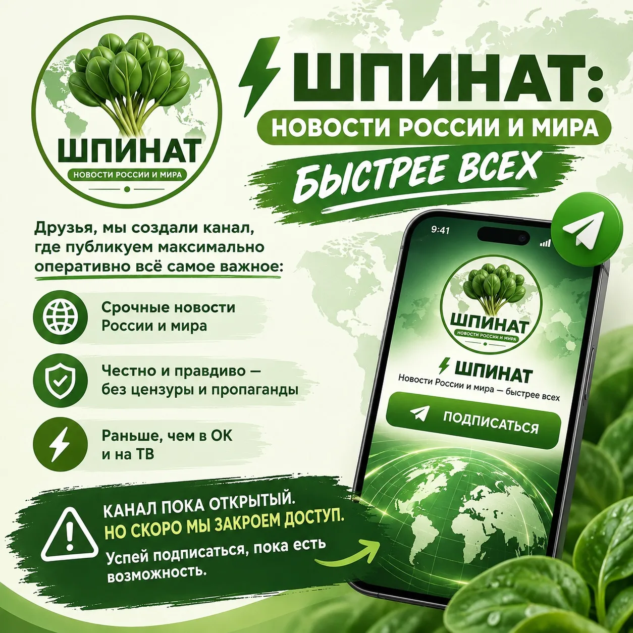 ⚡️ ШПИНАТ: Новости России и мира — быстрее всех
