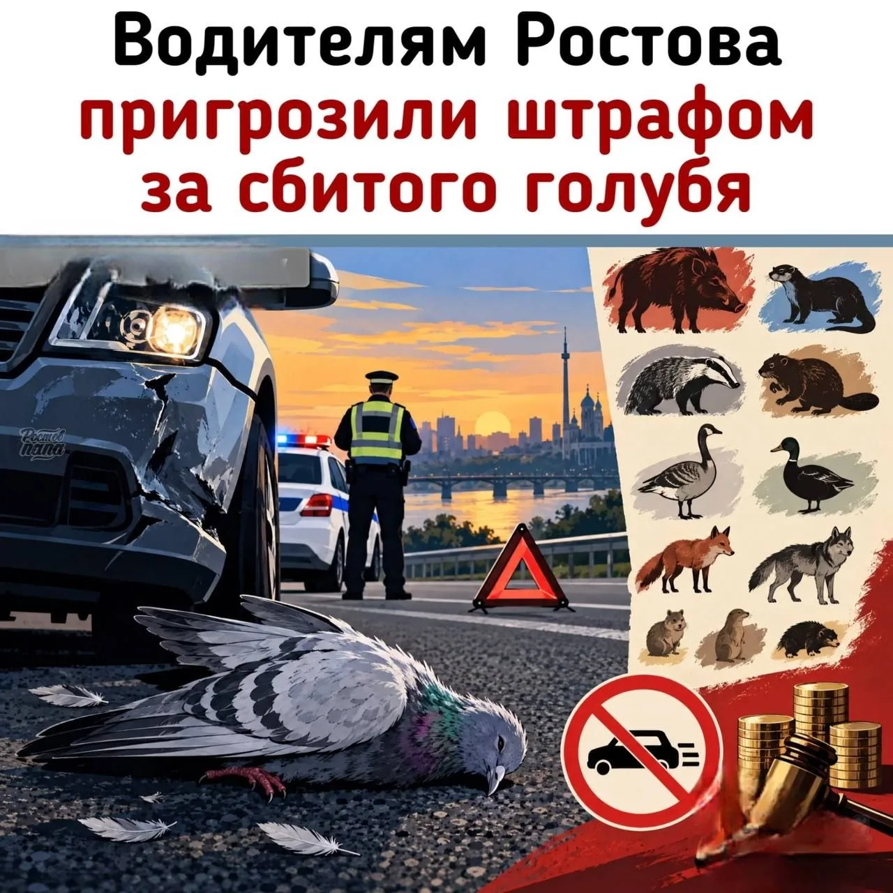 ⚠️ Ростовским водителям, сбившим дикое животное, может грозить не только ремонт машины,...