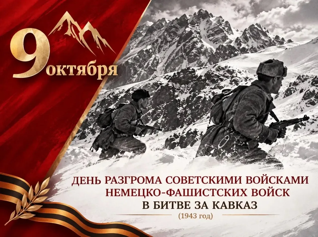 🔥 Неприступные перевалы: 9 октября 1943 года завершилась Битва за Кавказ 🏔️🎖️
