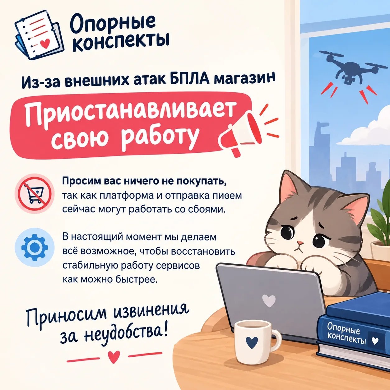 ❗️❗️❗️Коллеги! Из-за внешних атак БПЛА дата-центры Яндекса магазин "Опорные конспекты" ...