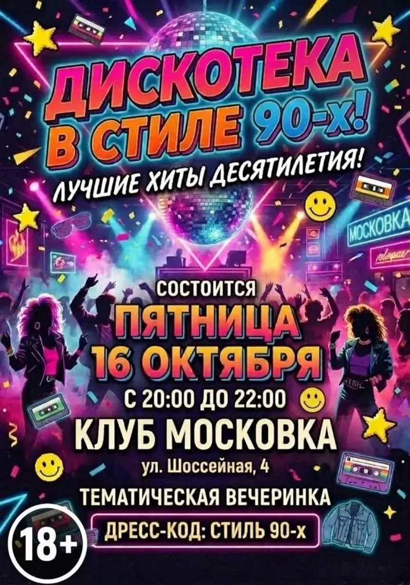 Дискотека в стиле 90-х в клубе «Московка» 🕺🪩
