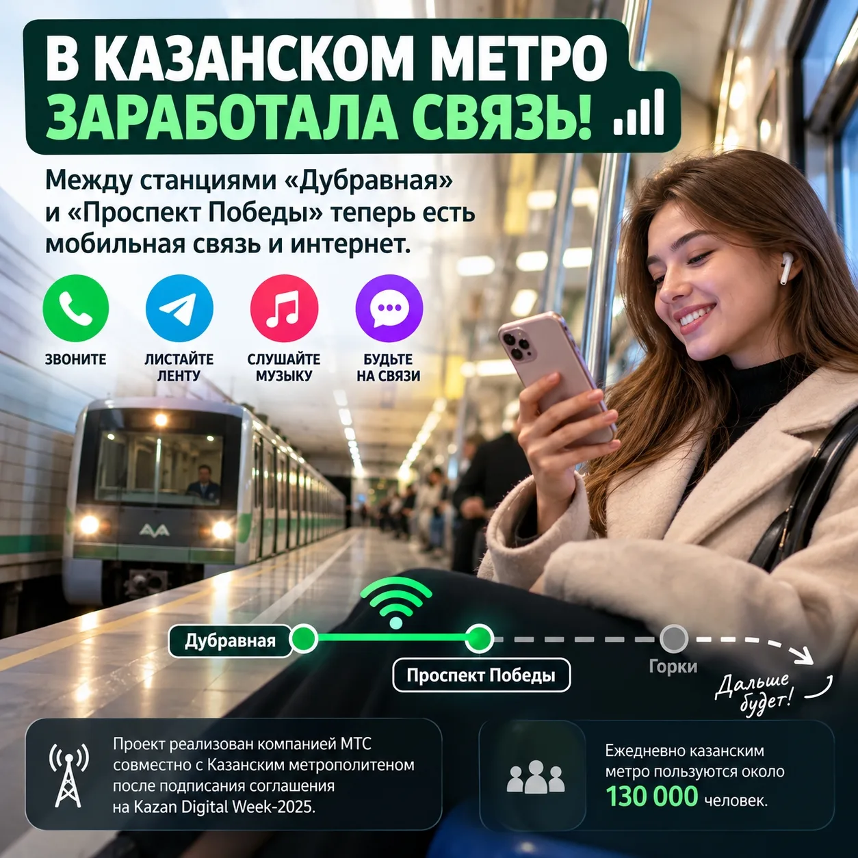 📱 В казанском метро стало меньше мест, где можно спрятаться от звонков и сообщений!