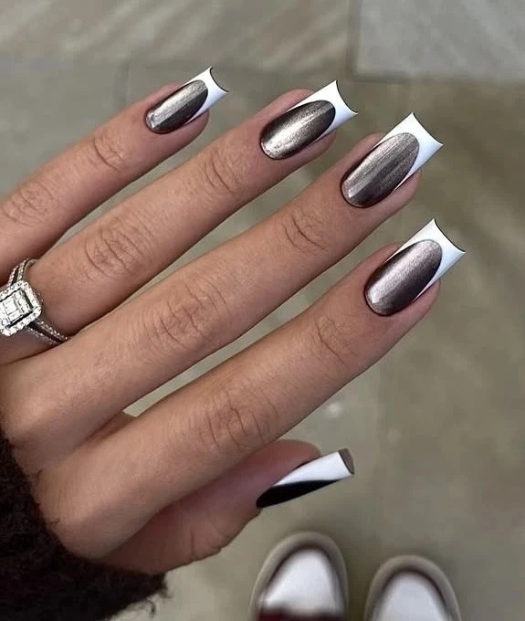 Белый френч на трендовых оттенках кошки 🔥