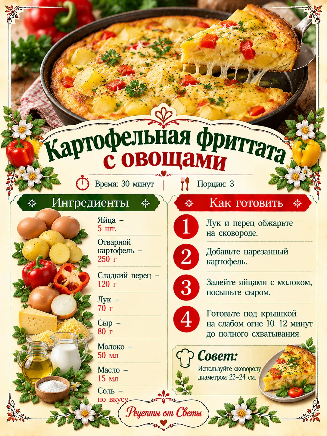 🥔 Картофельная фриттата с овощами, когда обычная картошка превращается в красивый завт...