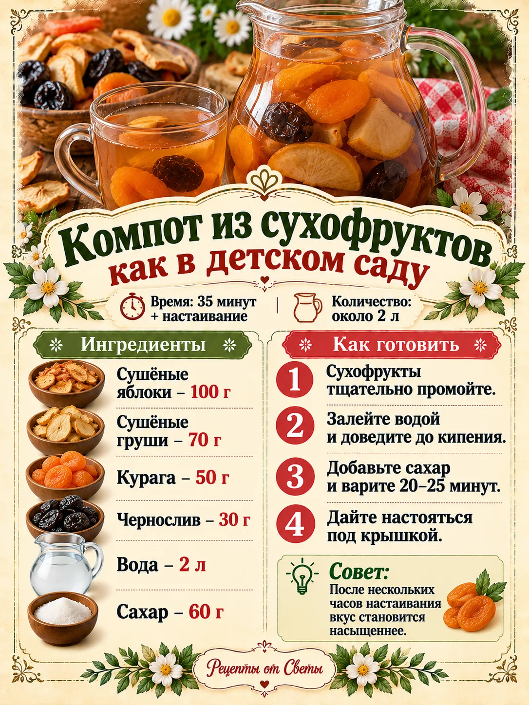 🍹 Ароматный компот из сухофруктов, как в детском саду, только теперь можно налить себе...