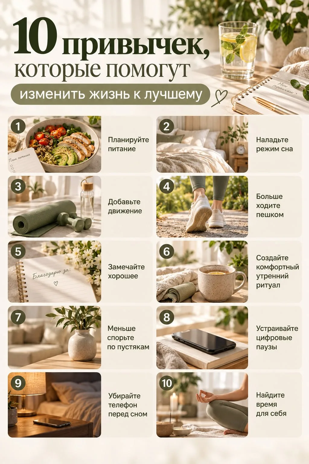 🌿 10 привычек, которые помогут изменить жизнь к лучшему