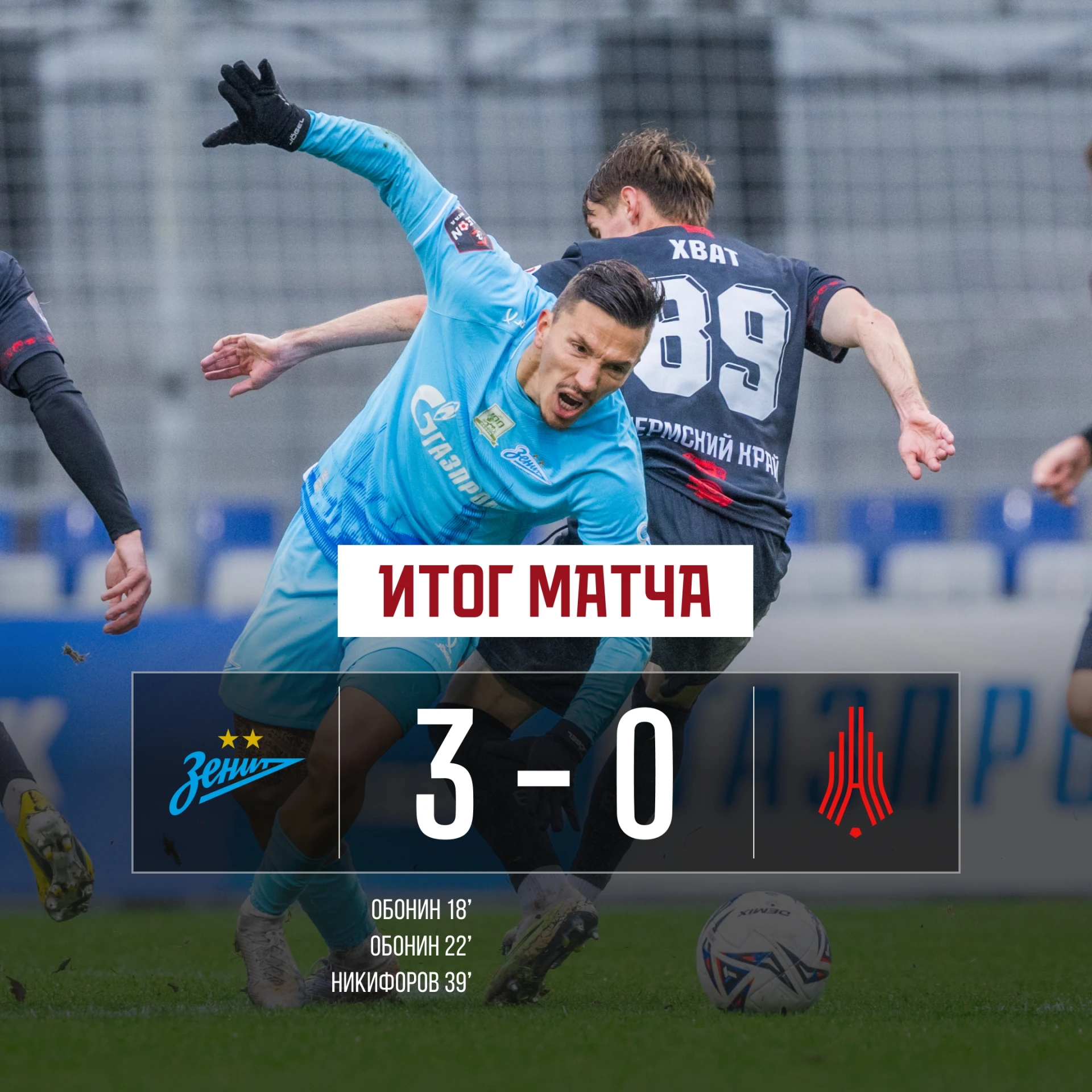 «Амкар» уступил второй команде «Зенита»