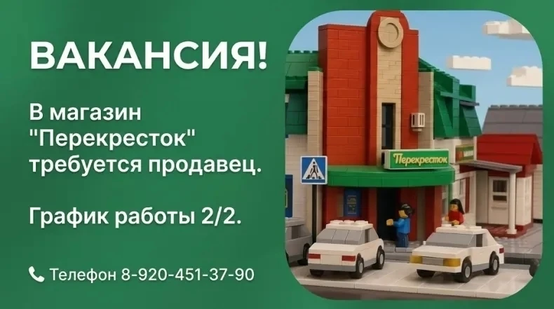 🛒 В МАГАЗИН «ПЕРЕКРЕСТОК» ТРЕБУЕТСЯ ПРОДАВЕЦ