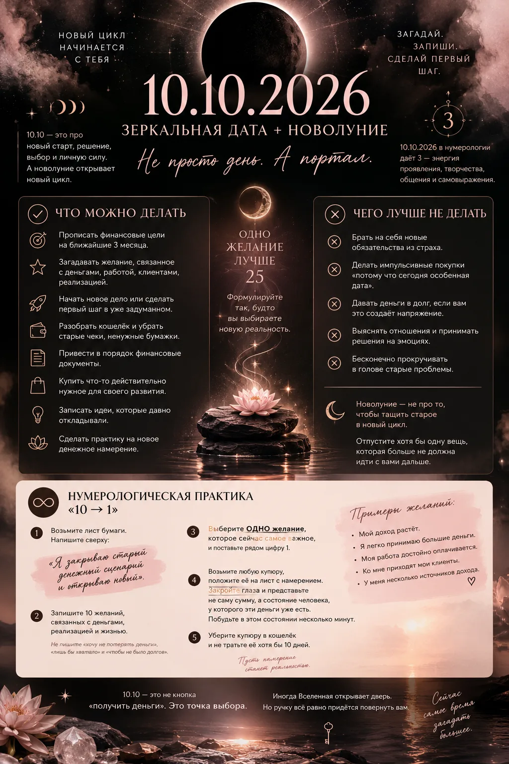 🌑 10.10.2026 — ДЕНЬ, КОГДА СТОИТ ЗАГАДЫВАТЬ НОВОЕ
