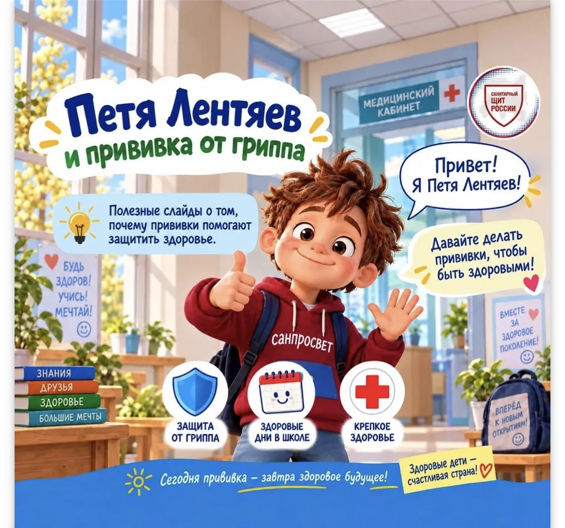Петя Лентяев Рассказывает о том, зачем нужна прививка и чем она полезна.