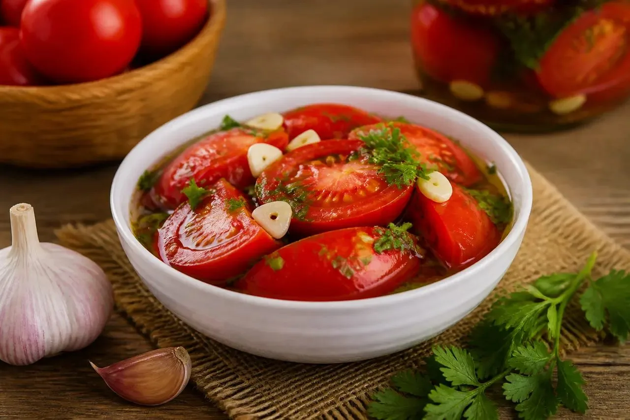 Маринованные помидоры за 2 часа: рецепт острой закуски с чесноком, кориандром и перцем ...