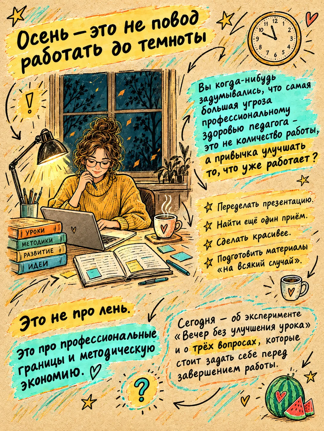 Осень — это не повод работать до темноты.