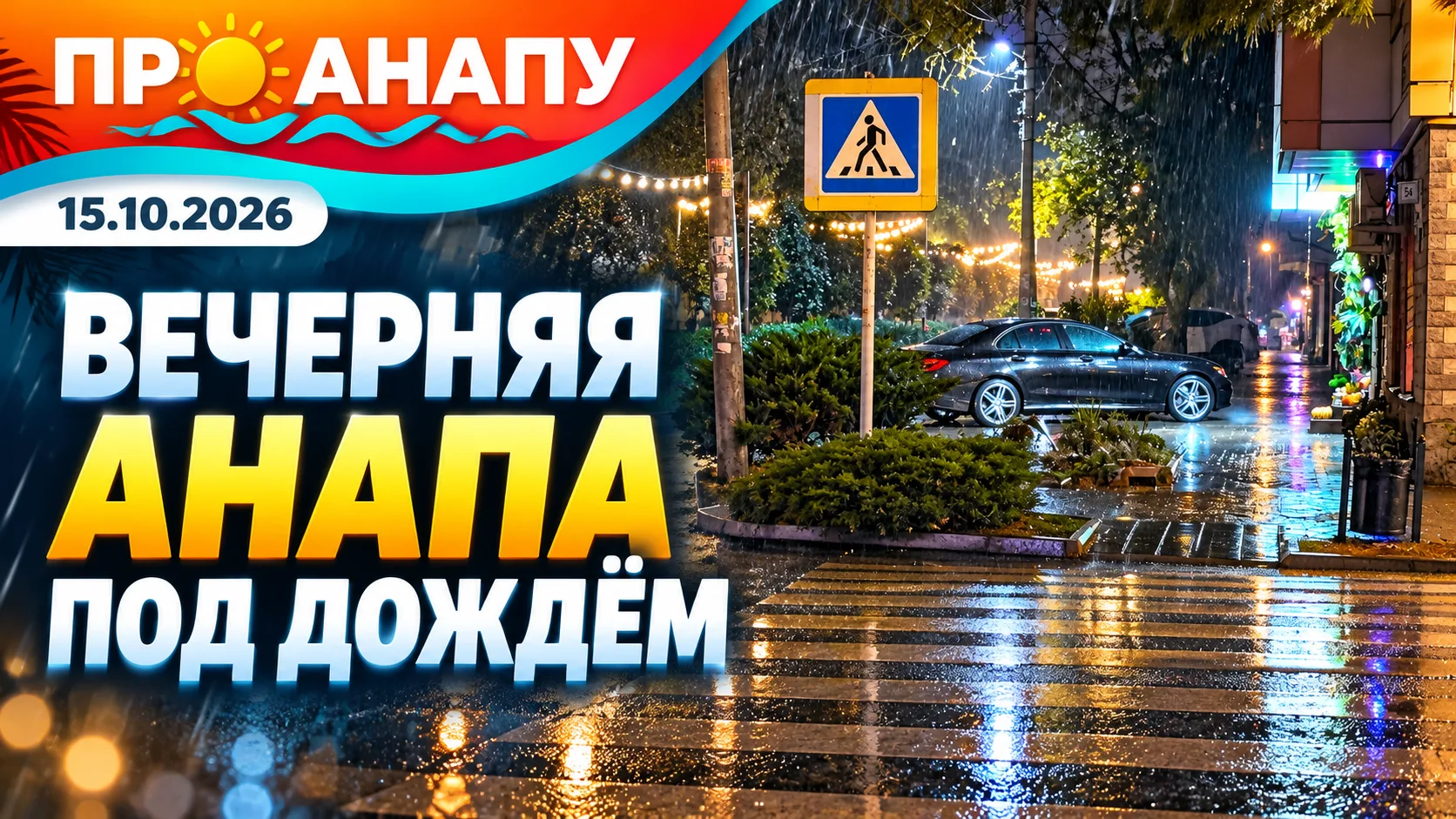 Вечерняя Анапа под дождём