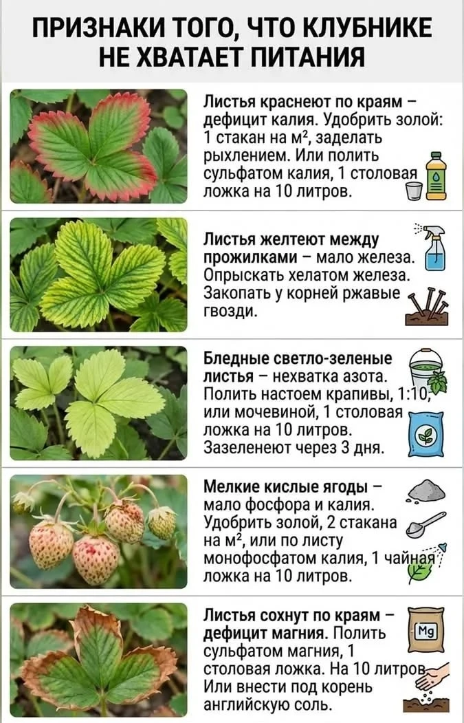 Признаки чего не хватает клубнике🍓🍓🍓